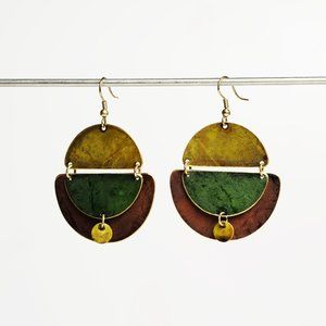 Gaia Patina Earrings -Olive